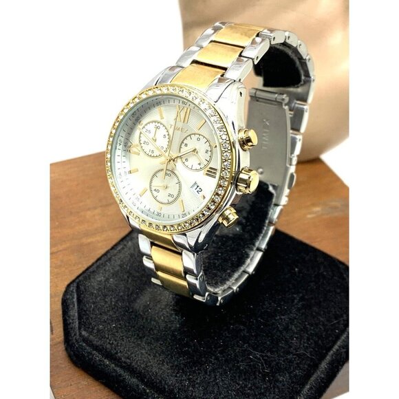 Timex Women's Watch TW2V57700 Quartz Chronograph Silver Dial Two Tone St… - Picture 2 of 14